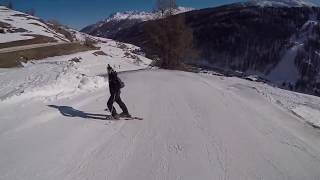 Skiing from Mt Fraiteve to Sestriere Borgata  Vialattea Italy [upl. by Ecirtak]