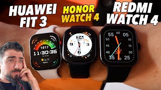 BÜYÜK KAPIŞMA Huawei fit 3 VS Xiaomi Redmi Watch 4 vs Honor watch 4 [upl. by Nyrroc]