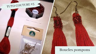 Tuto Couture 3 Boucles d’Oreilles Pompons amp Perles à la main [upl. by Notsirb113]