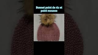 Bonnet point de riz et point mousse au tricot [upl. by Williamsen]