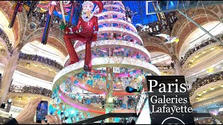 Paris France 🇨🇵  Christmas walk in Paris  Galeries Lafayette  4K HDR 60 fps [upl. by Irodim]