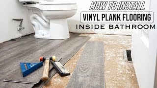 How To Install Vinyl Plank Flooring In A Bathroom As A Beginner  Home Renovation [upl. by Annitsirhc]