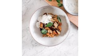 Ottolenghis Bulgur With Tomato Aubergine and Lemon Yoghurt [upl. by Hellman]