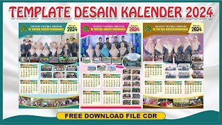 TEMPLATE DESAIN KALENDER 2024  KALENDER 3 BULANAN  FREE DOWNLOAD CDR  ZAFIRA STUDIO  COREL DRAW [upl. by Adraynek]