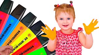 Faina Pretends to Play with her Magic Pens  Preschool toddler learn color [upl. by Karlow]