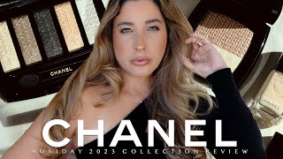 CHANEL HOLIDAY 2023 COLLECTION  LUMIERE GRAPHIQUE Eyeshadow Palette DUO LUMIERE Highlighter REVIEW [upl. by Esirehs]