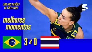 BRASIL 3 X 0 TAILÂNDIA  MELHORES MOMENTOS  LIGA DAS NAÇÕES DE VÔLEI FEMININO 2023  sportv [upl. by Airalednac518]