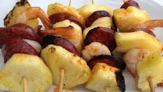 Brochette Crevettes ananas chorizo Cuisine par Cedric et Seb [upl. by Roselle]