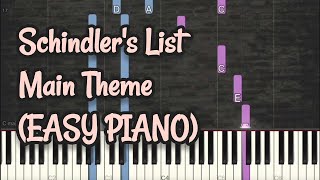 John Williams  Schindlers List Main Theme  Easy Piano Simple Piano Piano Tutorial Sheet 琴譜 [upl. by Foscalina]