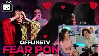 Pokimane and Kevin Reacts to OFFLINETV FEAR PONG CHALLENGE 3 [upl. by Ekusoyr]