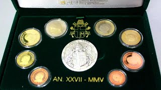 Divisionale Euro VATICANO 2005 Proof  MONETA di PROVA  Rare Euro Vatican Coin [upl. by Eeleimaj]