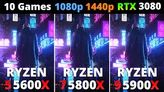 Ryzen 5 5600X vs Ryzen 7 5800X vs Ryzen 9 5900X  Performance Comparison 10 Games 1080p and 1440p [upl. by Luca711]