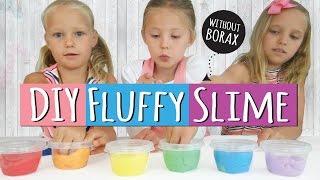 How to Make DIY Fluffy Slime  No Borax Slime Party  Easy Kids Craft [upl. by Ariel570]