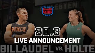 Nicolay Billaudel vs Kristin Holte — CrossFit Open Announcement 203 [upl. by Ihculo]