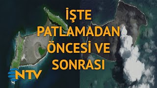 Tonga’daki yanardağ felaketi uydudan görüntülendi [upl. by Yssirc]