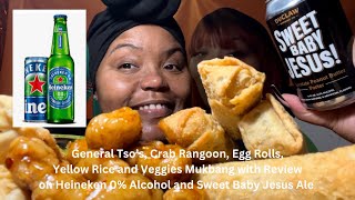 General Tso’sCrab RangoonEgg Rolls MukbangReview on Heineken 0 Alcohol and Sweet Baby Jesus Ale [upl. by Clarabelle77]