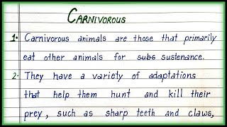 10 Lines on Carnivorous in English 10 Lines on Carnivorous Animals [upl. by Eizus]