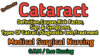 Cataract Lecture  Cataract Eye Disorder Lecture  Medical Surgical Nursing  Nursing Notes [upl. by Anerroc]