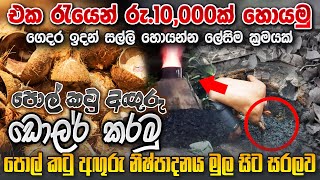 පොල් කටු අඟුරු Pol Katu Aguru ව්‍යාපාරය මුල සිට  Coconut Shell Charcoal Business  Sri Lanka 🇱🇰 [upl. by Gitlow]