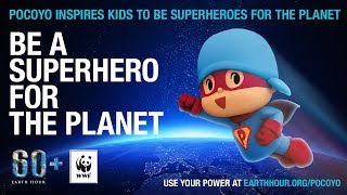 🌍POCOYO in ENGLISH Pocoyo has become a Superhero at Earthhourorg 2014  VIDEOS amp CARTOONS for KIDS [upl. by Sirdna]