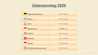 Ostern 2020  Datum  Feiertage Deutschland 2020 [upl. by Bilac835]