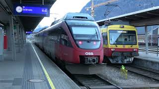 4K GUTEN RUTSCH HAPPY NEW YEAR Bahnhof Bludenz mit gemischtem Bahnverkehr in d Alpenstadt Bludenz [upl. by Tomasine]