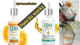 Esha Organics Product Review by Hs World \ Esha organics Vitamin C serum \ Esha Organics Hair Serum [upl. by Martinsen]