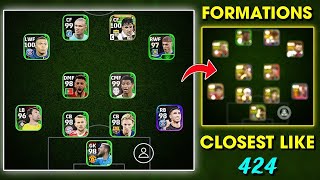 How To get closest Formations to 424 in eFootball 2024 mobile 😍  eFootball Best Formations [upl. by Naamana]