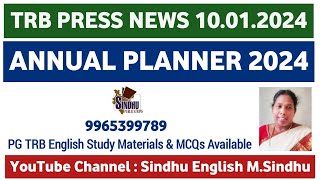 TRB Press News 10012024 l Annual Planner l ஆசிரியர் தேர்வு வாரியம் அட்டவணை வெளியீடு 2024 [upl. by Weed]