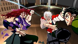 Kokushibo vs Sanemi and Gyomei  Kokushibo vs Pillars part10 Demon Slayer [upl. by Klatt]