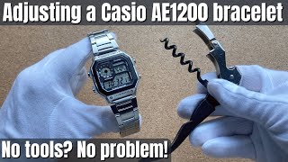 How to adjust  resize a Casio AE1200WHD bracelet  NO TOOLS [upl. by Earley]