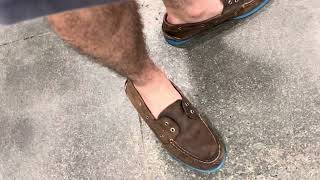 Shopping Wearing Loose Sperry TopSiders Boat Shoes Without Laces [upl. by Alahc312]