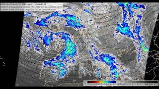 Atlantic storm Ciarán by EUMETSAT IR satellite and ECMWF analysis of 700hPa wind and geopotential [upl. by Adnerol]