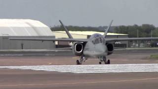 RIAT 2014 Textron AirLand Scorpion Arrival and Departure [upl. by Yentiw449]