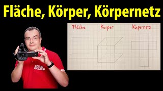 Fläche Körper und Körpernetz  mathematische Begriffe  Lehrerschmidt [upl. by Fina]