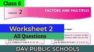 DAV class 6 maths chapter 2 worksheet 2  all questions [upl. by Immij]