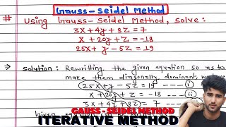 Gauss Seidel Method in hindi [upl. by Arataj]