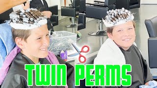 TWIN TEN YEAR OLDS GET A PERM FOR THE FIRST TIME  BACK TO SCHOOL HAIR [upl. by Stafani]