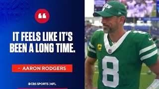 Aaron Rodgers on what it feels like to get his first win as a New York Jet [upl. by Grannias]