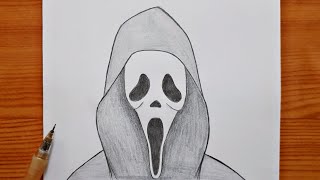 How to draw Ghost Face  Ghostface step by step  easy drawing [upl. by Carmine]