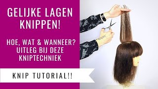 GELIJKE LAGEN KNIPPEN  UITLEG BASIS KNIPTECHNIEK amp TUTORIAL  Dazzling Beauty [upl. by Caasi]