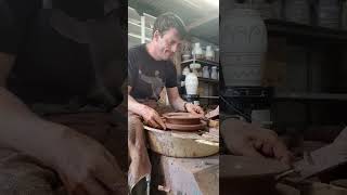 Matt Grimmitt Slipware Pottery  Throwing small plates in real time [upl. by Baerl496]