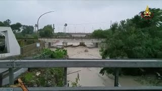 Maltempo in Calabria straripa il fiume e spazza la ferrovia [upl. by Trstram]