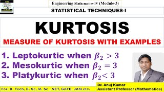 Kurtosis  Kurtosis and Moments  Leptokurtic  Mesokurtic  Platykurtic  Skewness and Kurtosis [upl. by Yeltneb]