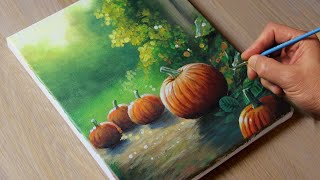 How to Draw a Pumpkins  Acrylic Painting for Beginners [upl. by Jessa768]