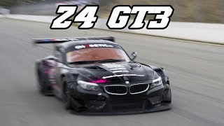 BMW Z4 GT3 DKR Engineering test at Zolder  Loud downshifts [upl. by Nalak]