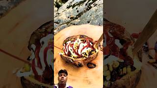 how to make baked potatoes perfect ko dege reaction potato reaction bushcraft cooking [upl. by Ailimat]