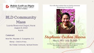 BLD Community Mass for Stephanie Cochon Rivera DCS Hong Kong  August 6 2023 at 4 pm [upl. by Alehc]