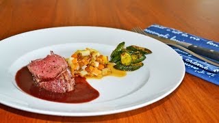 Kochen für Anfänger Rinderfilet auf Rotweinsauce mit Berglinsen und Zucchini  Kochen lernen [upl. by Anett]