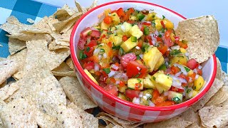 FRESH PEACH PINEAPPLE SALSA SUMMER SALSA RECIPE [upl. by Aihcropal]